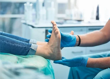 inspecting foot for diabetic wound care treatment